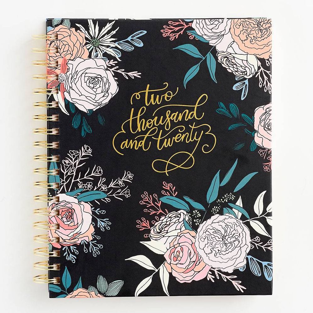 2019-2020 Rose Floral on Black Large Planner