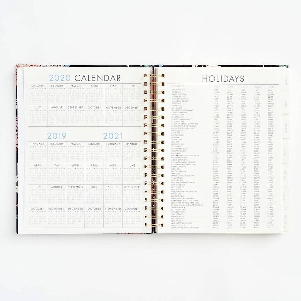 2019-2020 Rose Floral on Black Large Planner