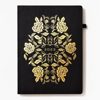 2023 Chicago Ave Luxe - Floral Black LRG WKLY Planner