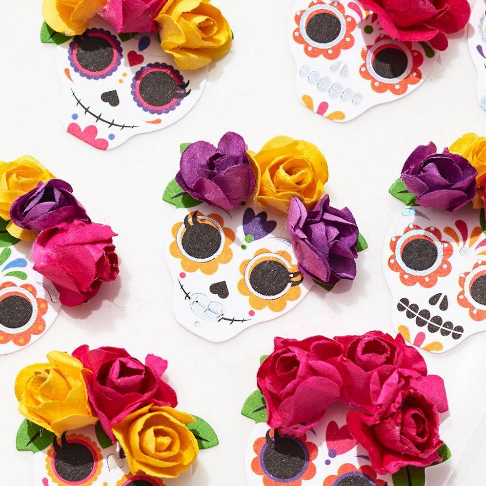 Layered Floral Sugar Skull Stickers