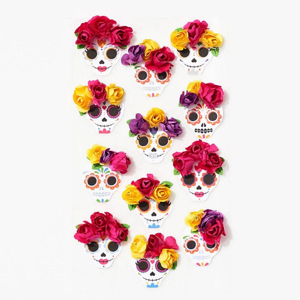 Layered Floral Sugar Skull Stickers