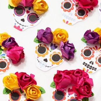 Layered Floral Sugar Skull Stickers