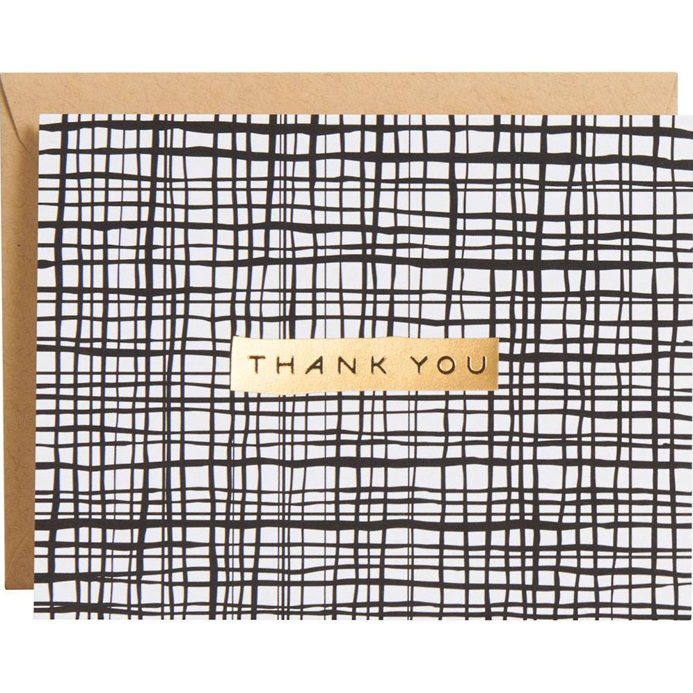 Gold Foil Black Crossed Line Thank You Notes