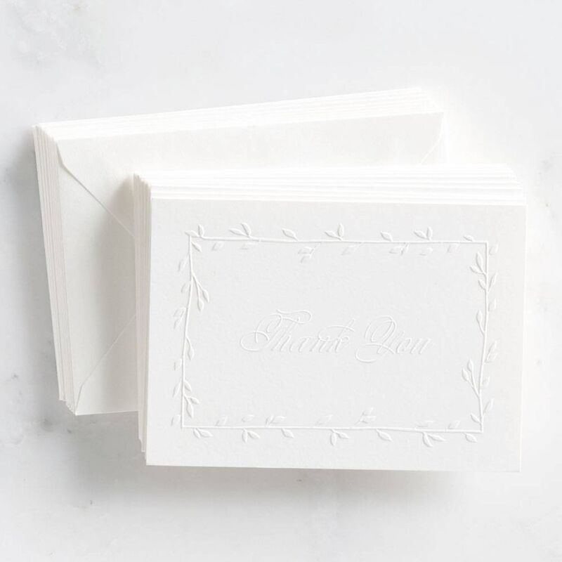 Embossed Leaf Thank You Cards