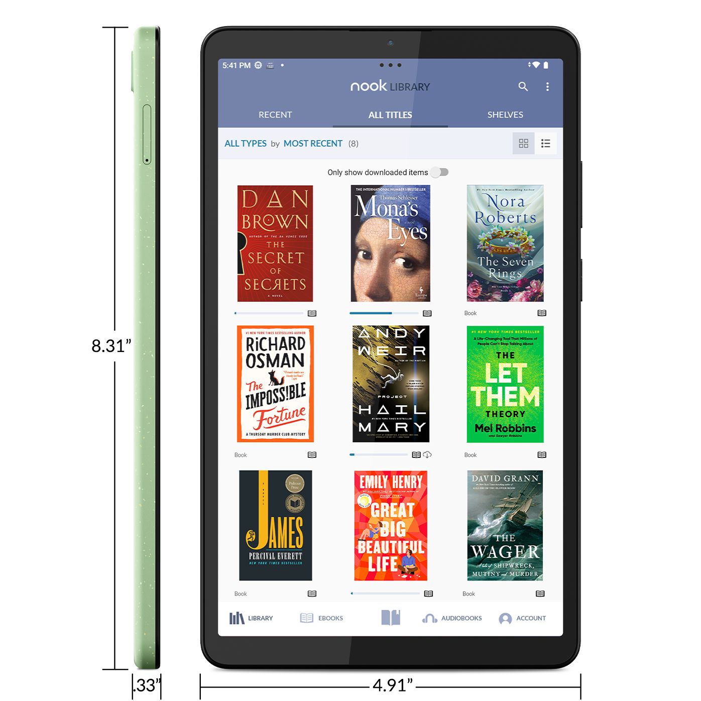 NOOK Reading Tablet 8.7 Seafoam Green