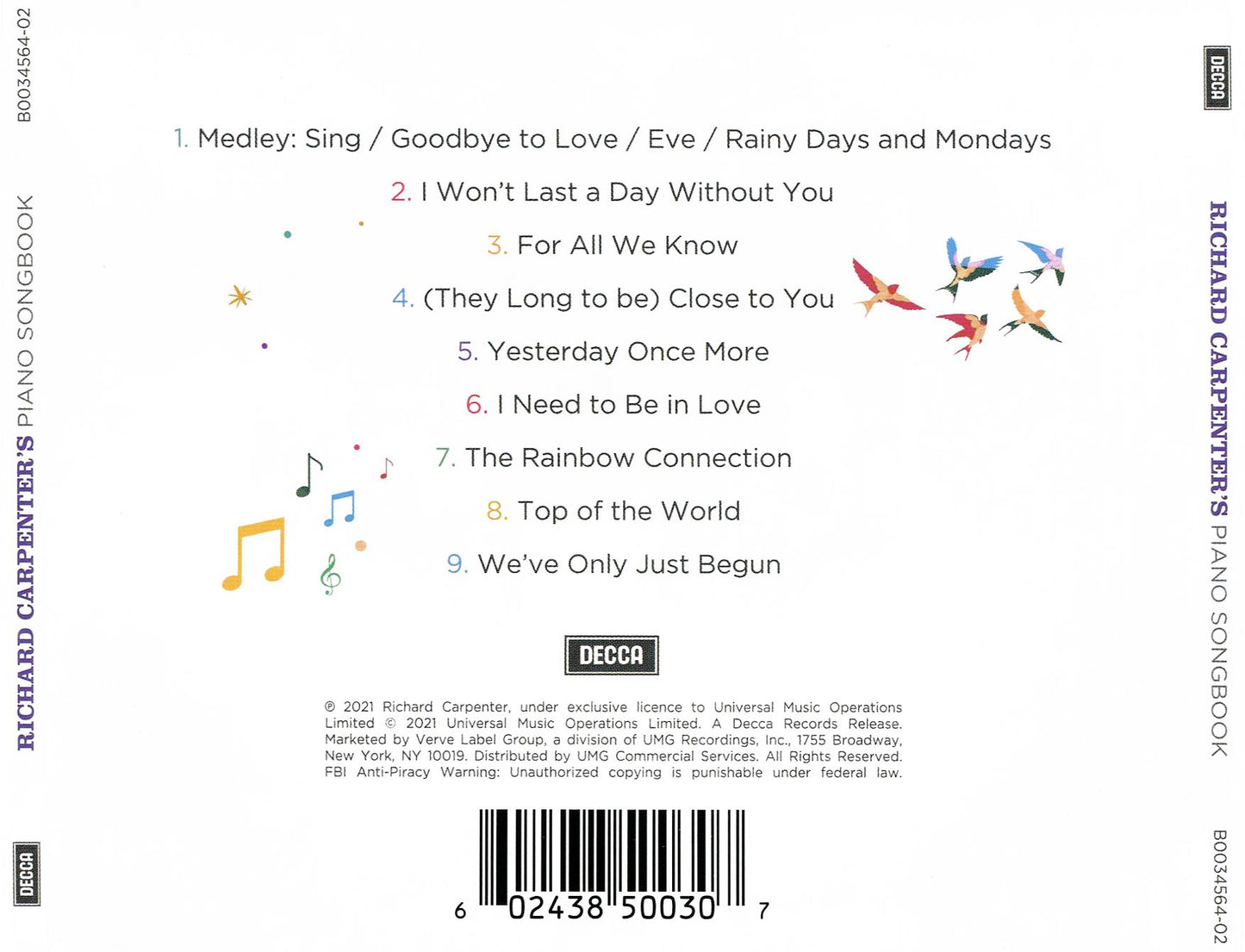 Richard Carpenter's Piano Songbook