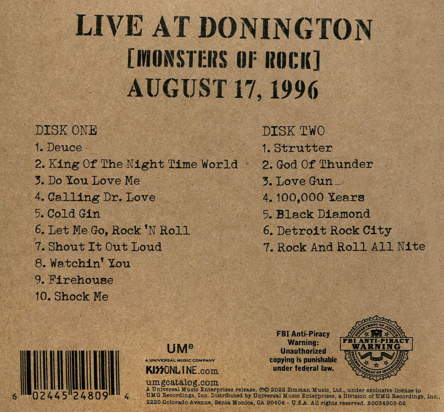 Kiss Off The Soundboard: Donington 1996 (Live)