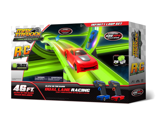 Max Traxxx¿Tracer Racer Glow-In-The-Dark R/C Infinite Loop Race Set - 46' Track
