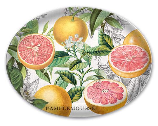 Pink Grapefruit Oval Glass Soap Dish