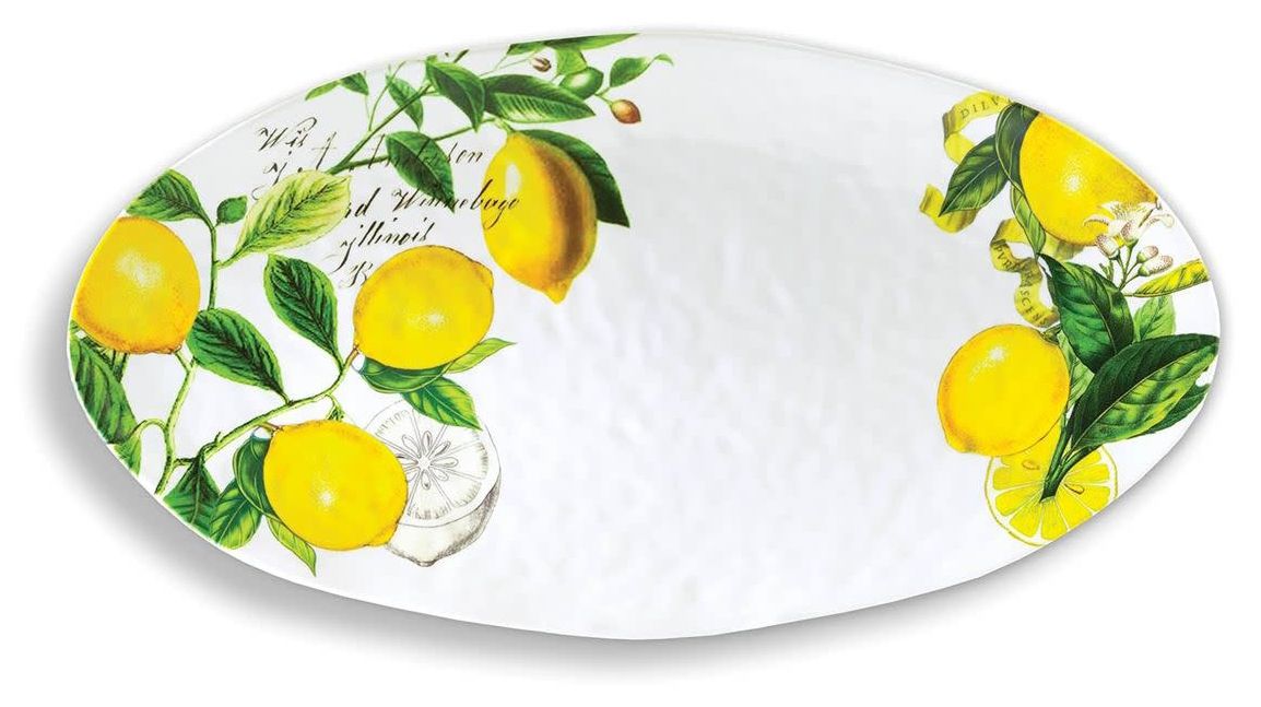 Lemon Basil Oval Platter Melamine 10" X 19"