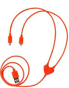 HEART DUAL PHONE CABLE IPHONE/IPHONE