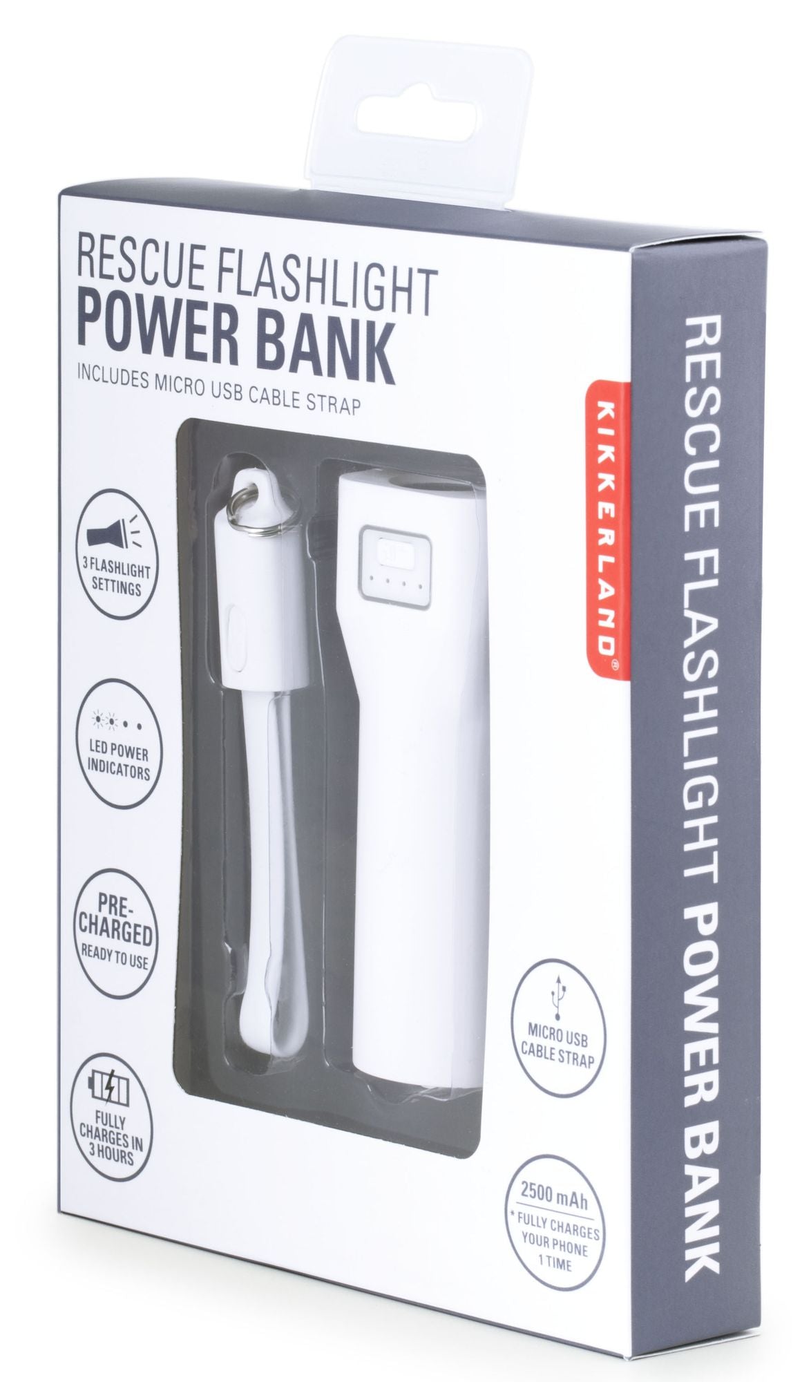 Rescue Flashlight Power Bank in White
