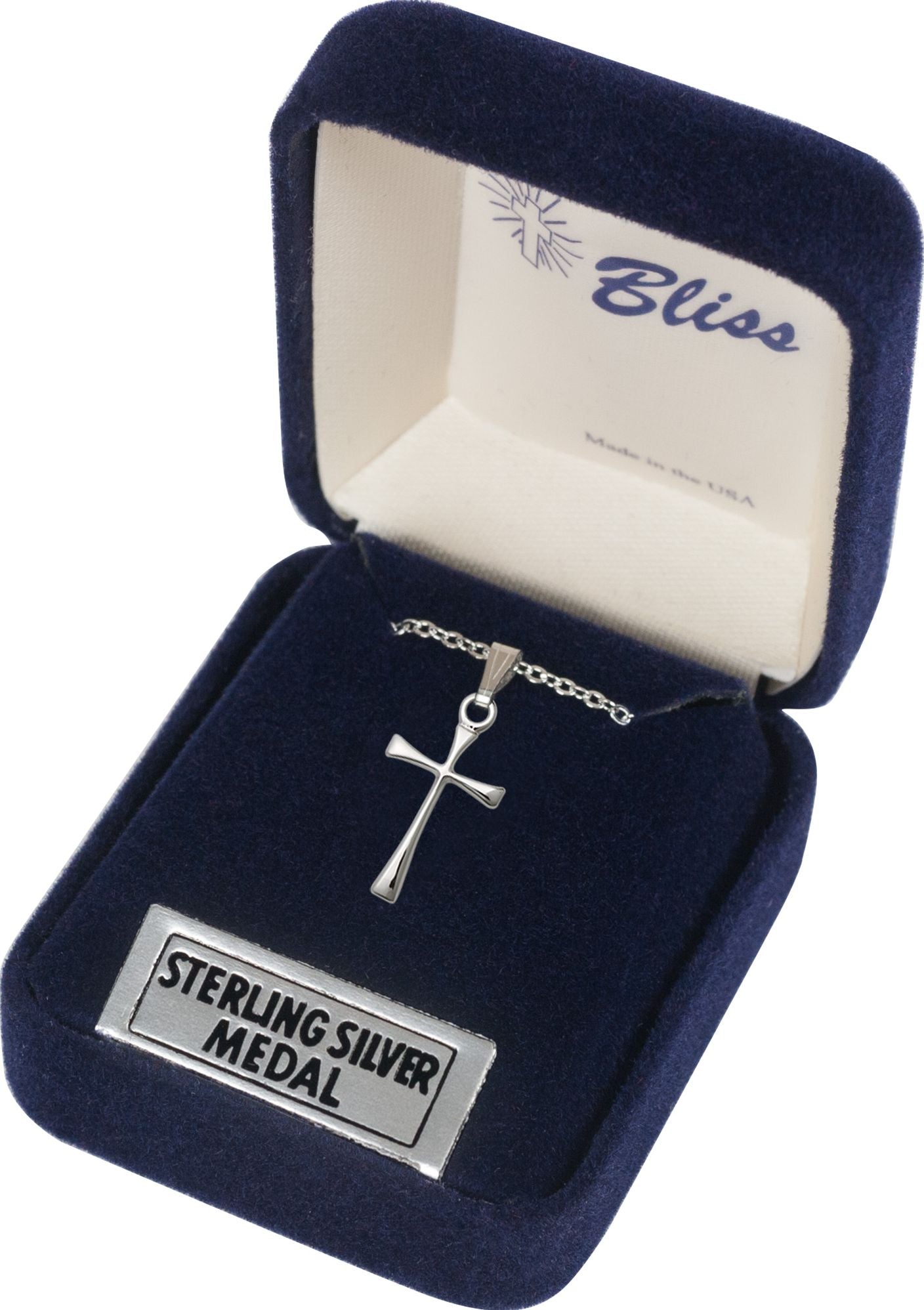 Sterling Silver High Polished Maltese Cross with a Sterling Silver Bale on an 18-Inch Rhodium Plated Chain.