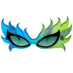 Elope 31115 Feather Mask Glasses Blue-Green Size One-Size
