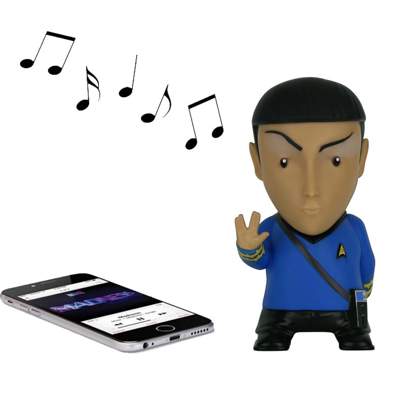 Star Trek: Mr. Spock 6" Tall Vinyl Talking Bluetooth Speaker with Quotes, Sound Effects and Microphone