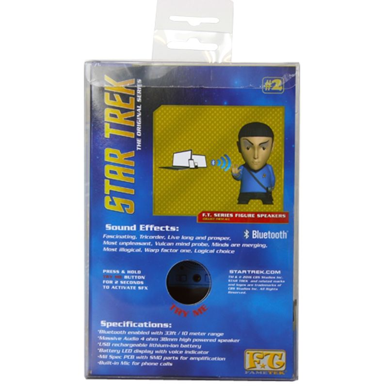 Star Trek: Mr. Spock 6" Tall Vinyl Talking Bluetooth Speaker with Quotes, Sound Effects and Microphone