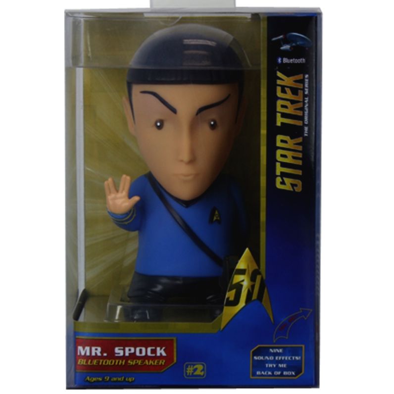 Star Trek: Mr. Spock 6" Tall Vinyl Talking Bluetooth Speaker with Quotes, Sound Effects and Microphone