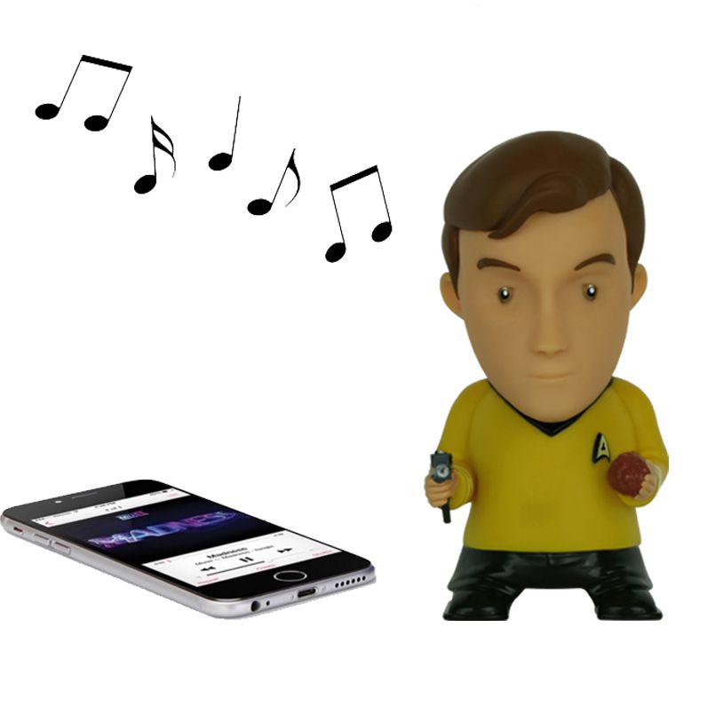 Star Trek: Captain Kirk 6" Tall Vinyl Talking Bluetooth Speaker with Quotes, Sound Effects and Microphone