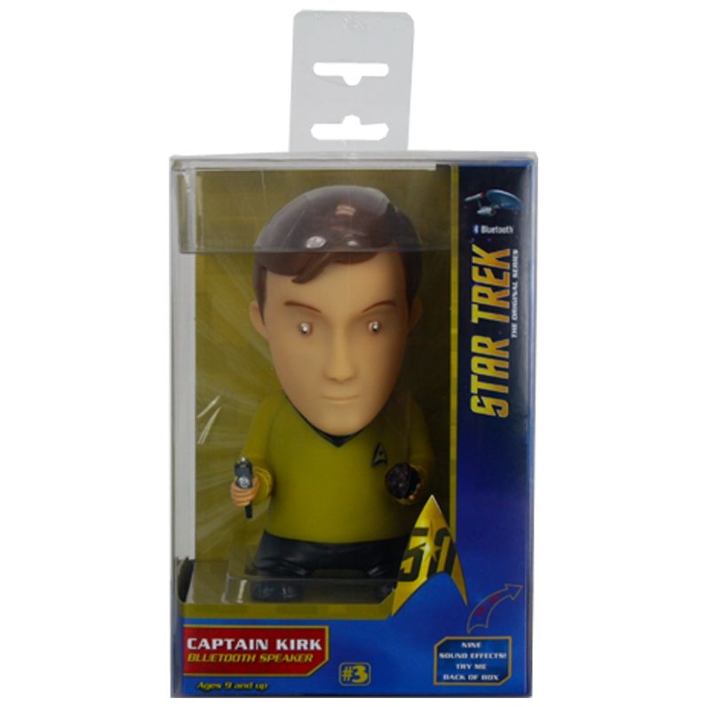 Star Trek: Captain Kirk 6" Tall Vinyl Talking Bluetooth Speaker with Quotes, Sound Effects and Microphone