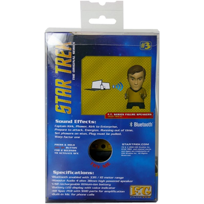 Star Trek: Captain Kirk 6" Tall Vinyl Talking Bluetooth Speaker with Quotes, Sound Effects and Microphone