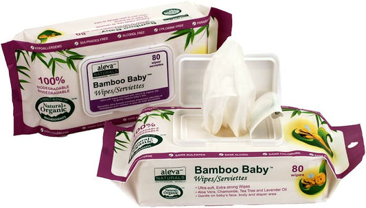Aleva Naturals Bamboo Baby Wipes, 80ct