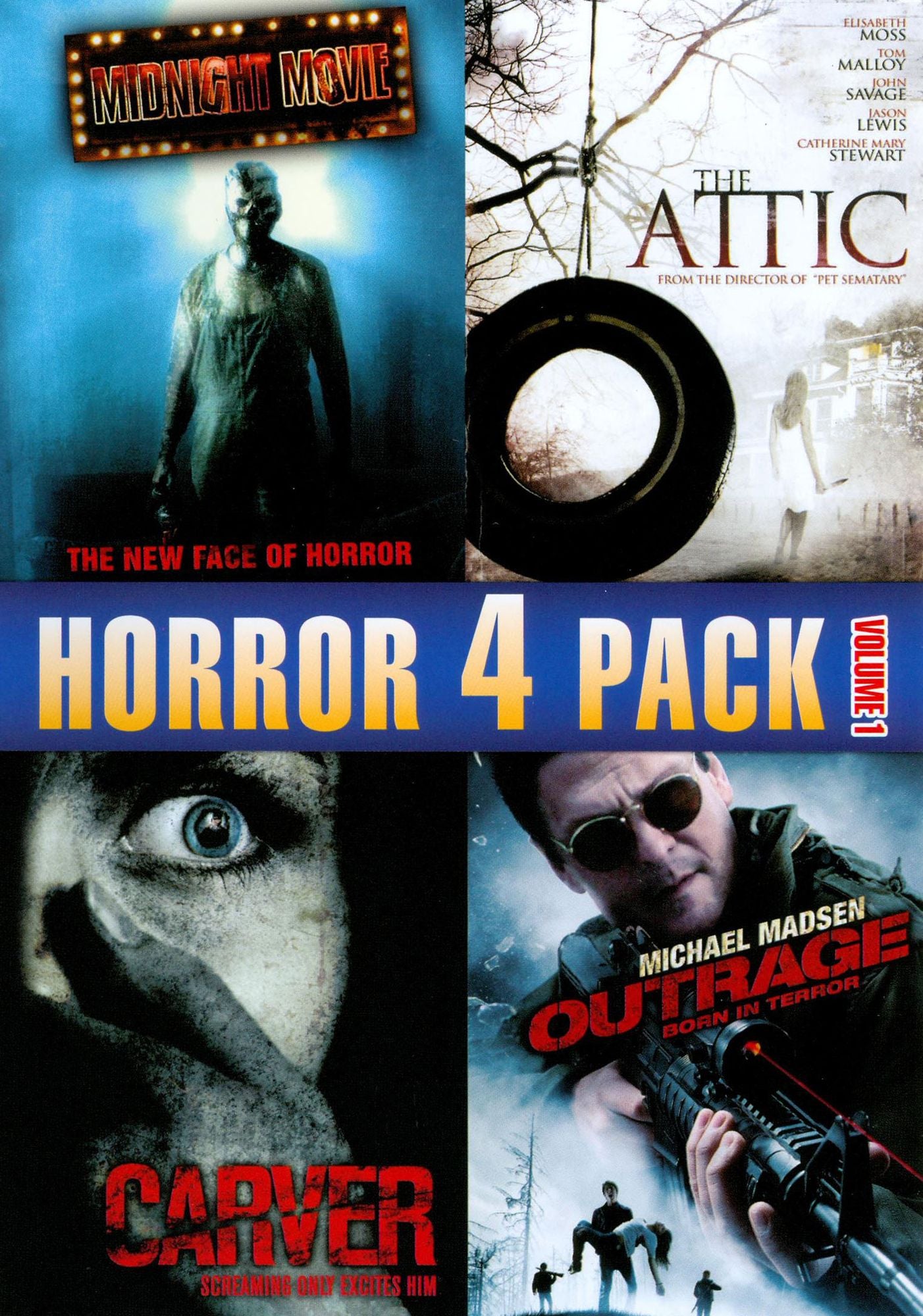 Horror 4 Pack, Vol. 1: Midnight Movie/The Attic/Carver/Outrage Born in Terror