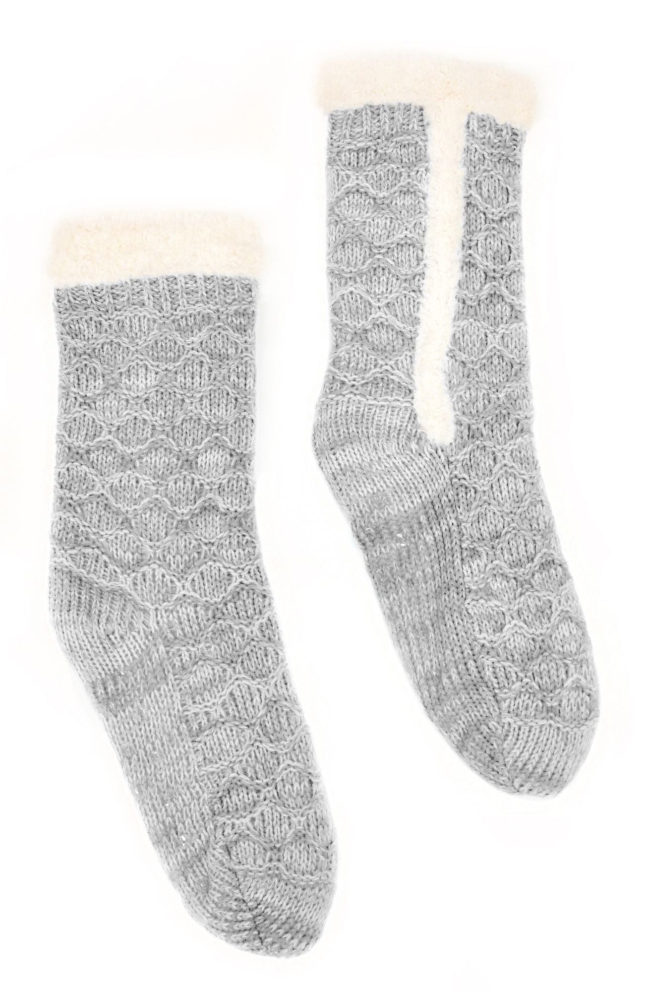 Grey Marled Lined Reading Socks One Size