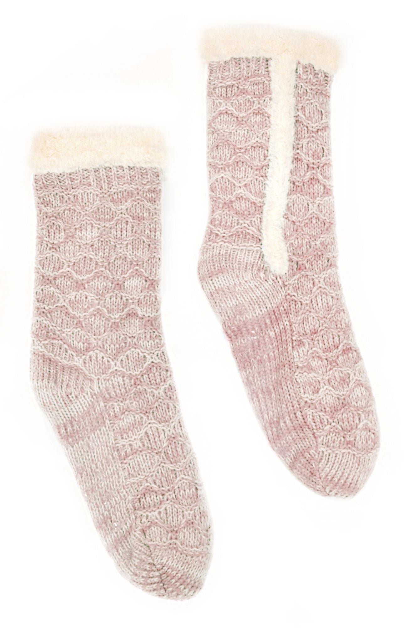 Pink Marled Lined Reading Socks One Size