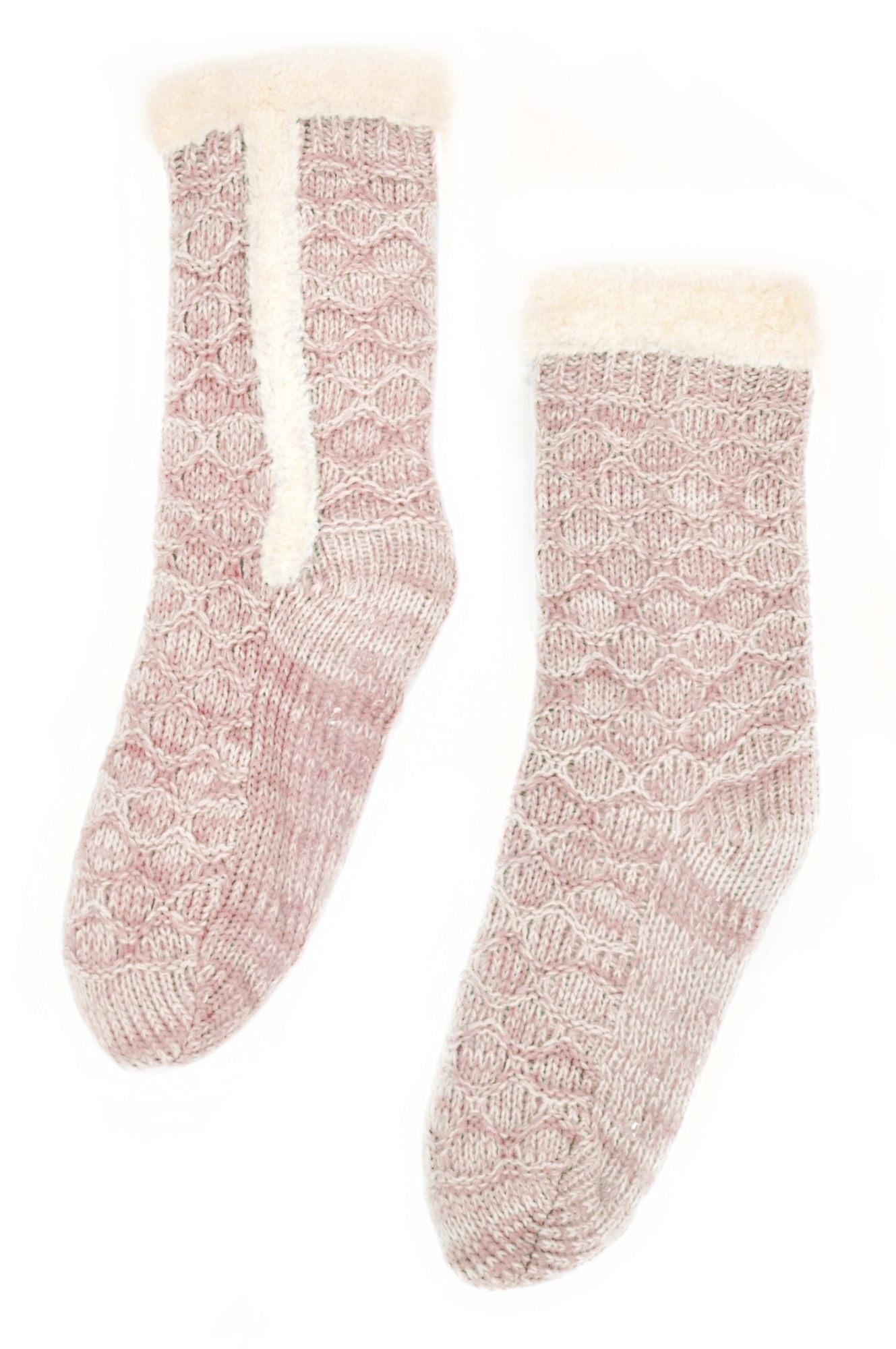 Pink Marled Lined Reading Socks One Size