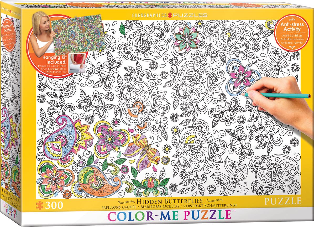 Hidden Butterflies 300-Piece Color-Me Puzzle