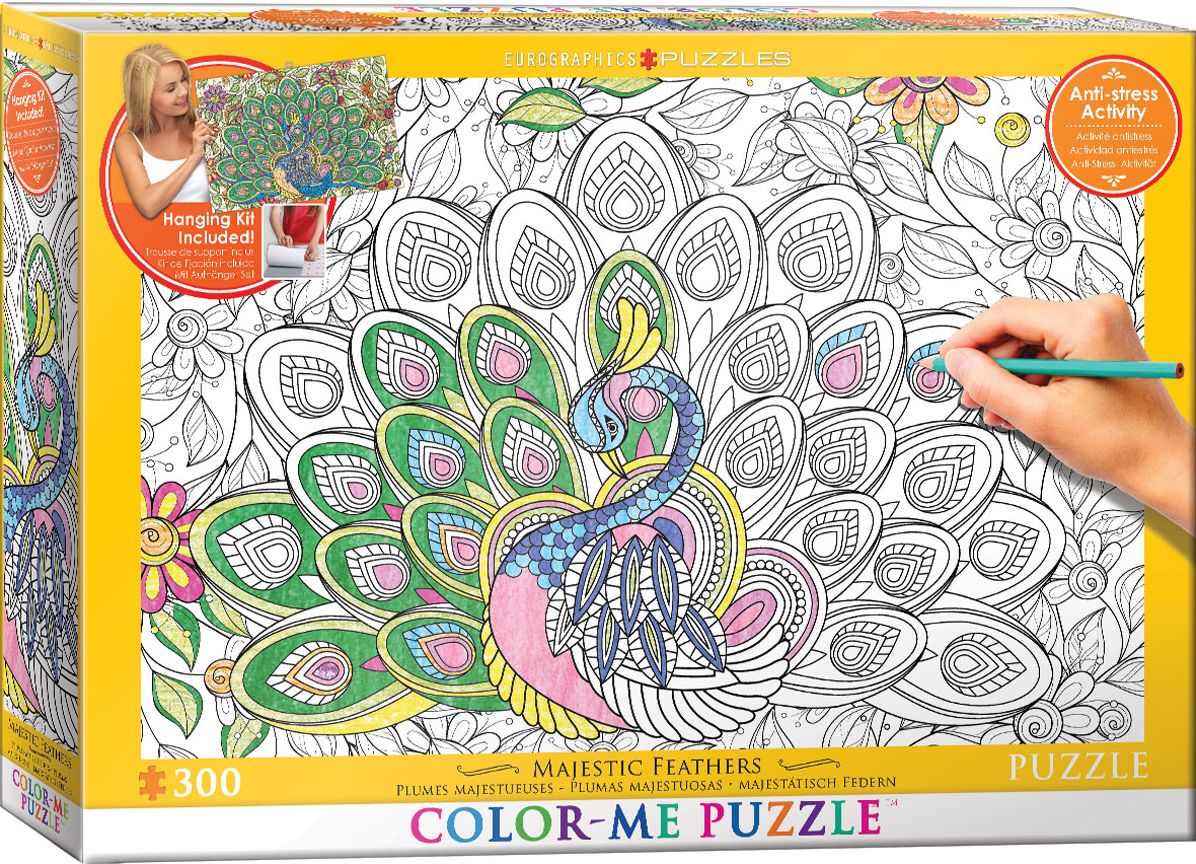 Majestic Feathers 300-Piece Color-Me Puzzle