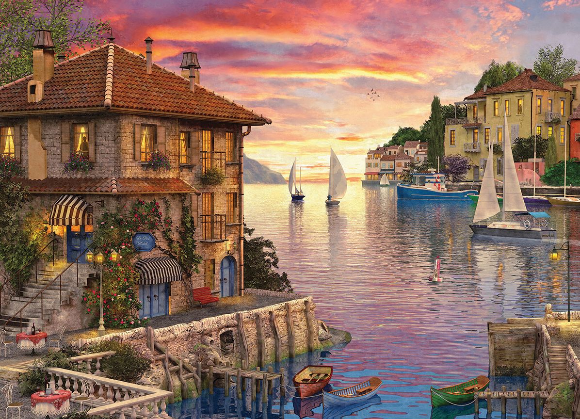 Dominic Davison-Mediterranean Harbor 1000 pc Puzzle