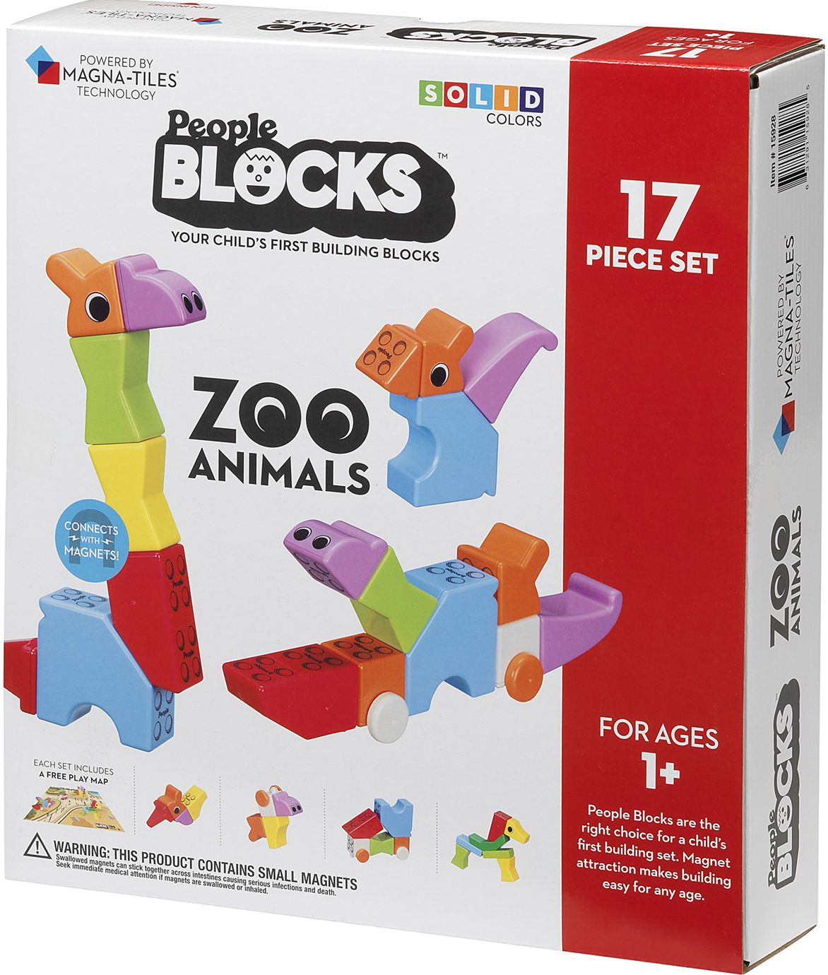 People Blocks Zoo Animals 17 Piece Set
