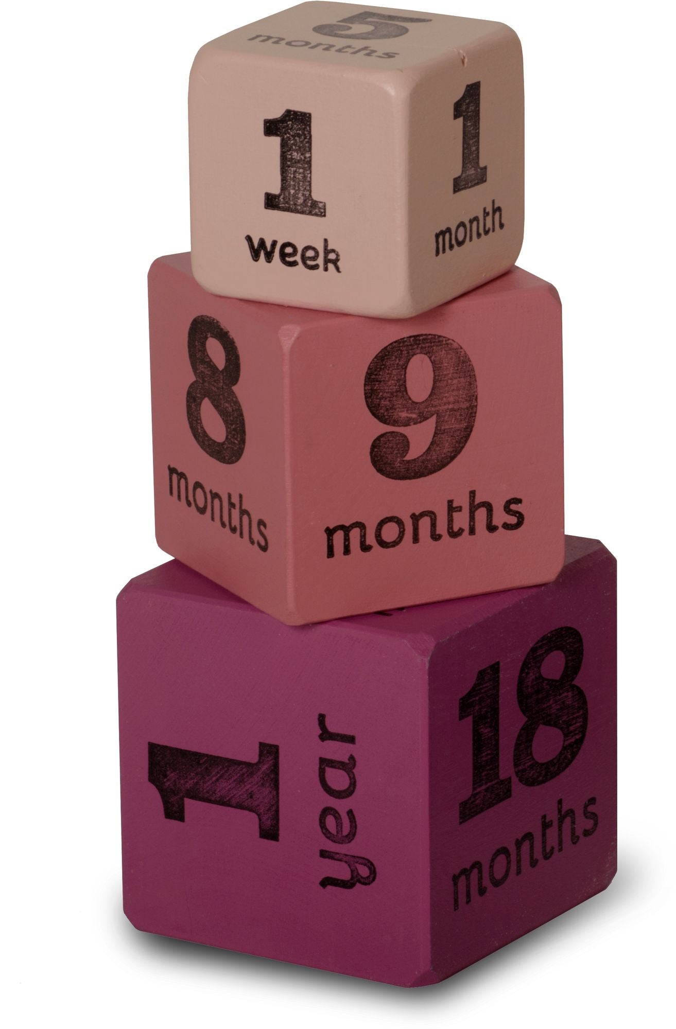 Baby Age Blocks - Multisize Milestone Ages Pink