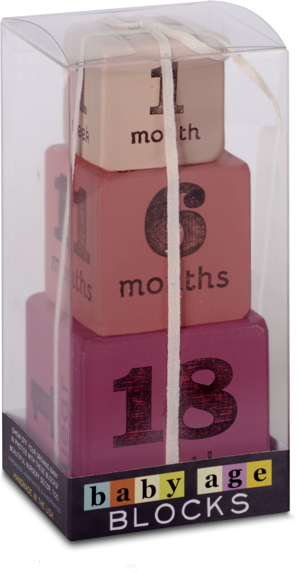 Baby Age Blocks - Multisize Milestone Ages Pink