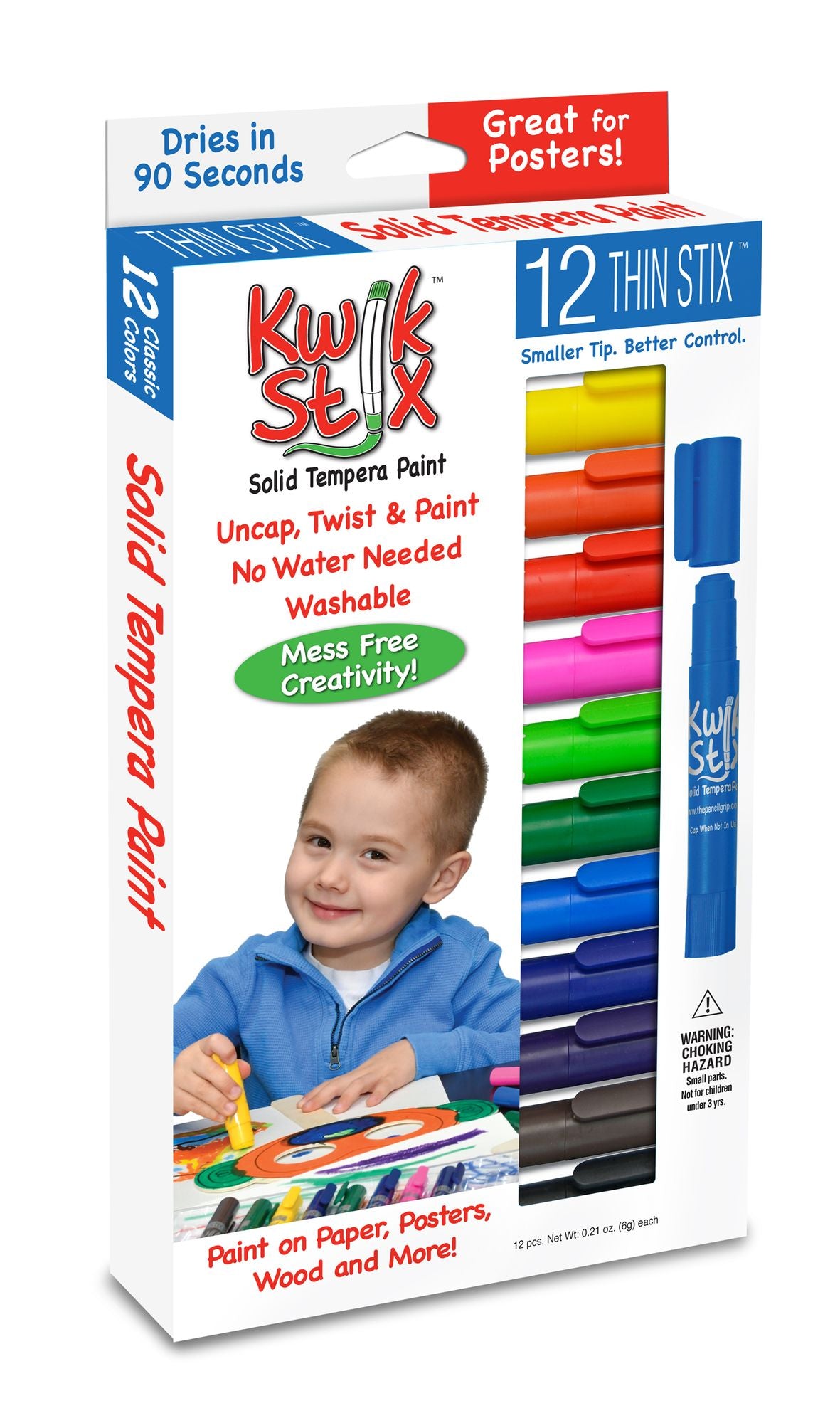 KwikStix Tempera Paint - 12 Thin Classic Colors