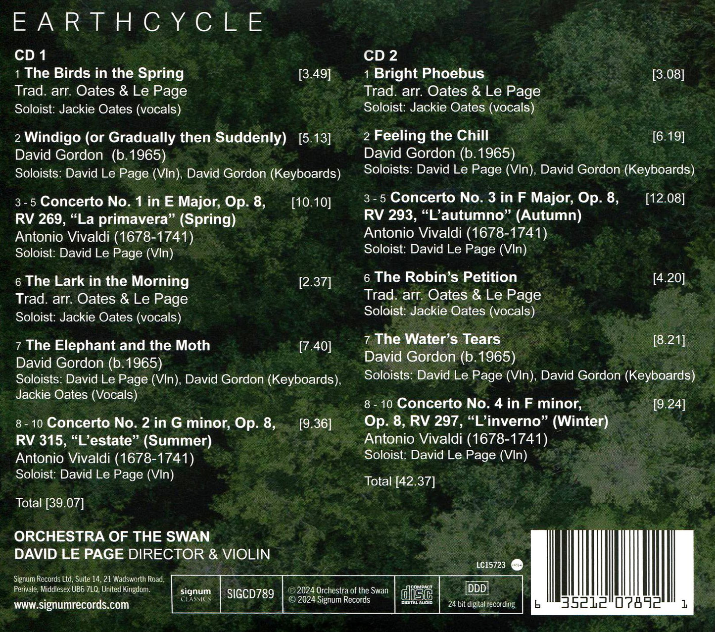 Earthcycle (Gordon / Vivaldi / Orchestra Of The Swan)