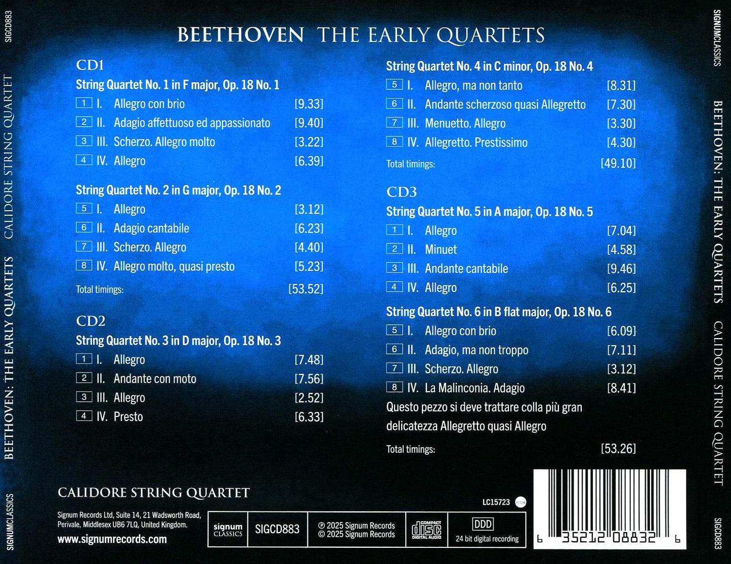 Quartets Vol. 3 - Early String Quartets (L.V. Beethoven / Calidore Quartet)