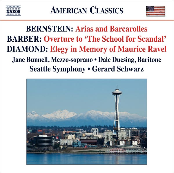 Bernstein: Arias and Barcarolles; Barber: Overture to "The School for Scandal"; David Diamond: Elegy in Memory of Mau