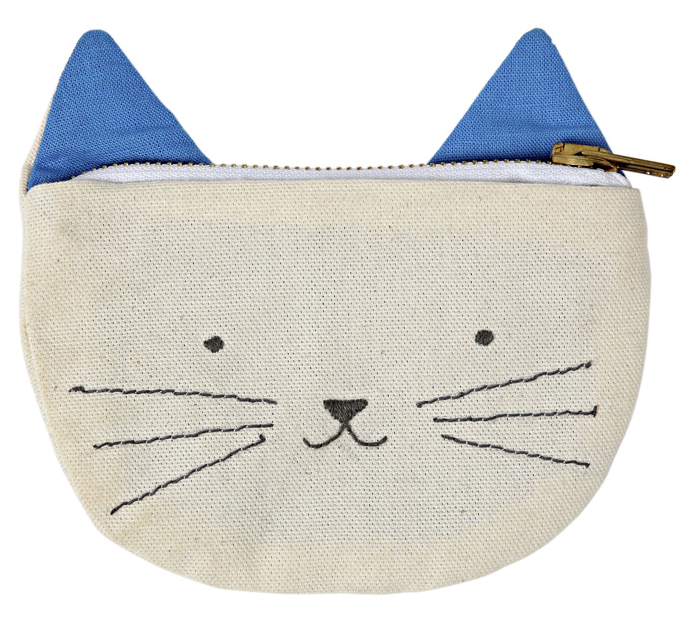 Cat Face and Ears Canvas Pouch