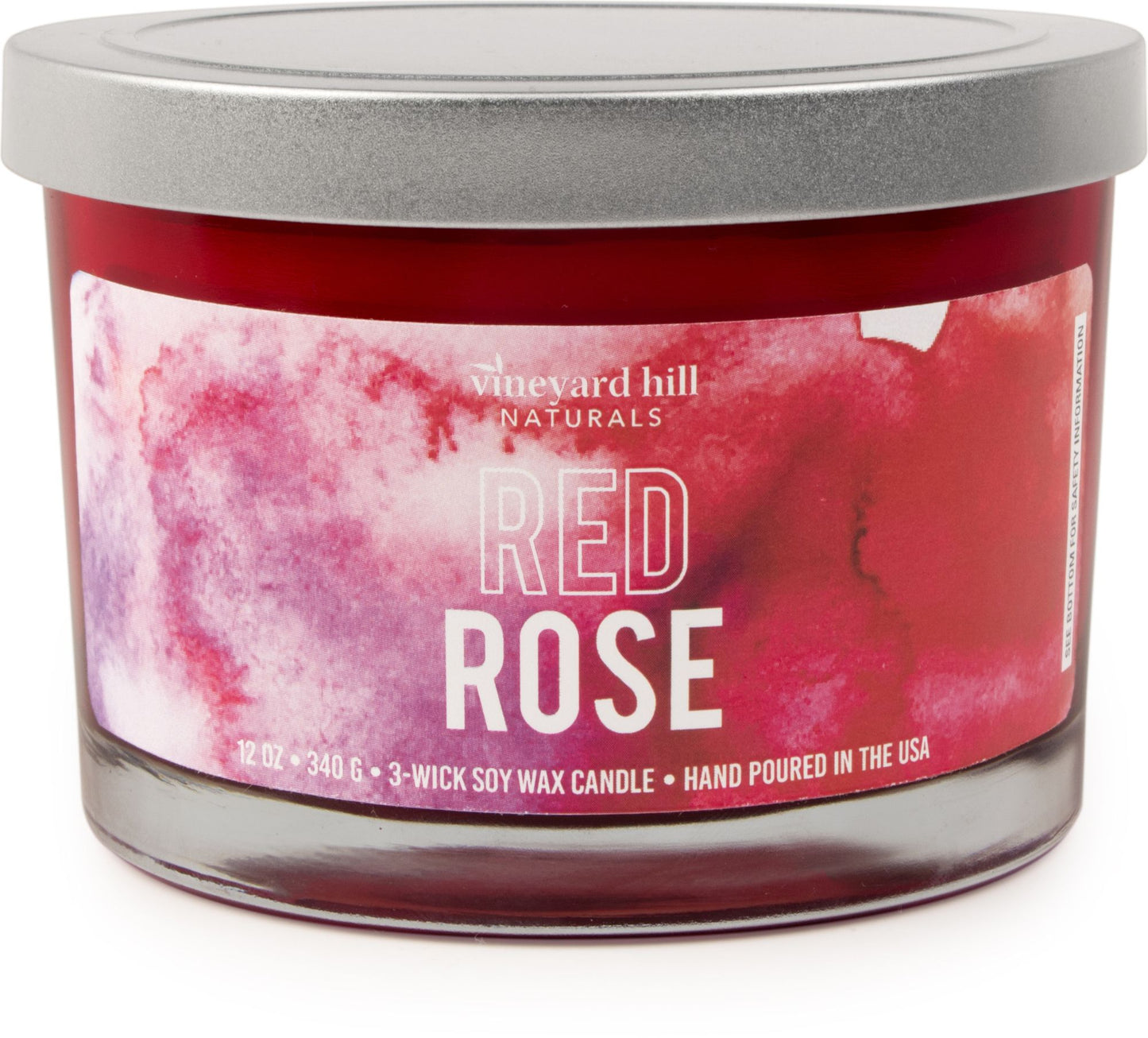 Red Rose 3-Wick Candle with Lid 12 oz