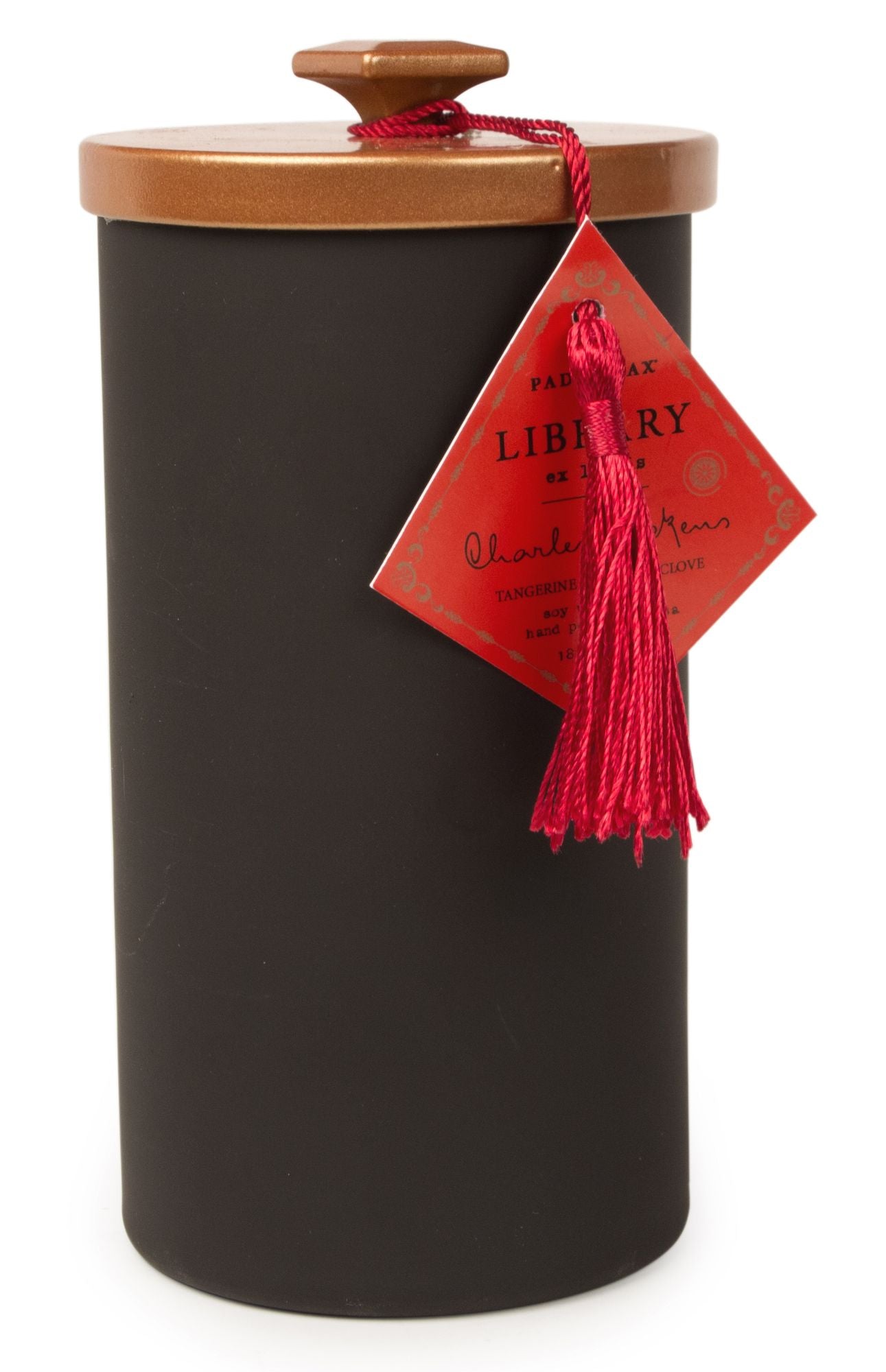 Library 16 oz glass candle Dickens