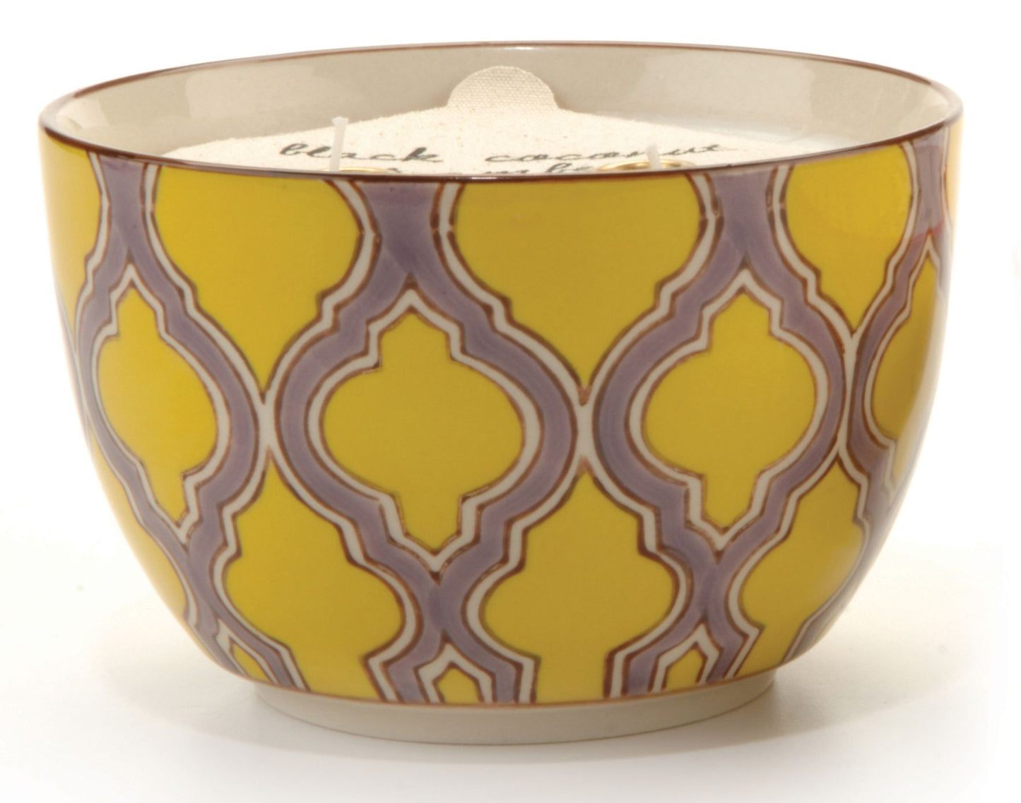 Large Boheme Green Fig & Violet Hand Painted Ceramic Candle Bowl 12.5 oz.