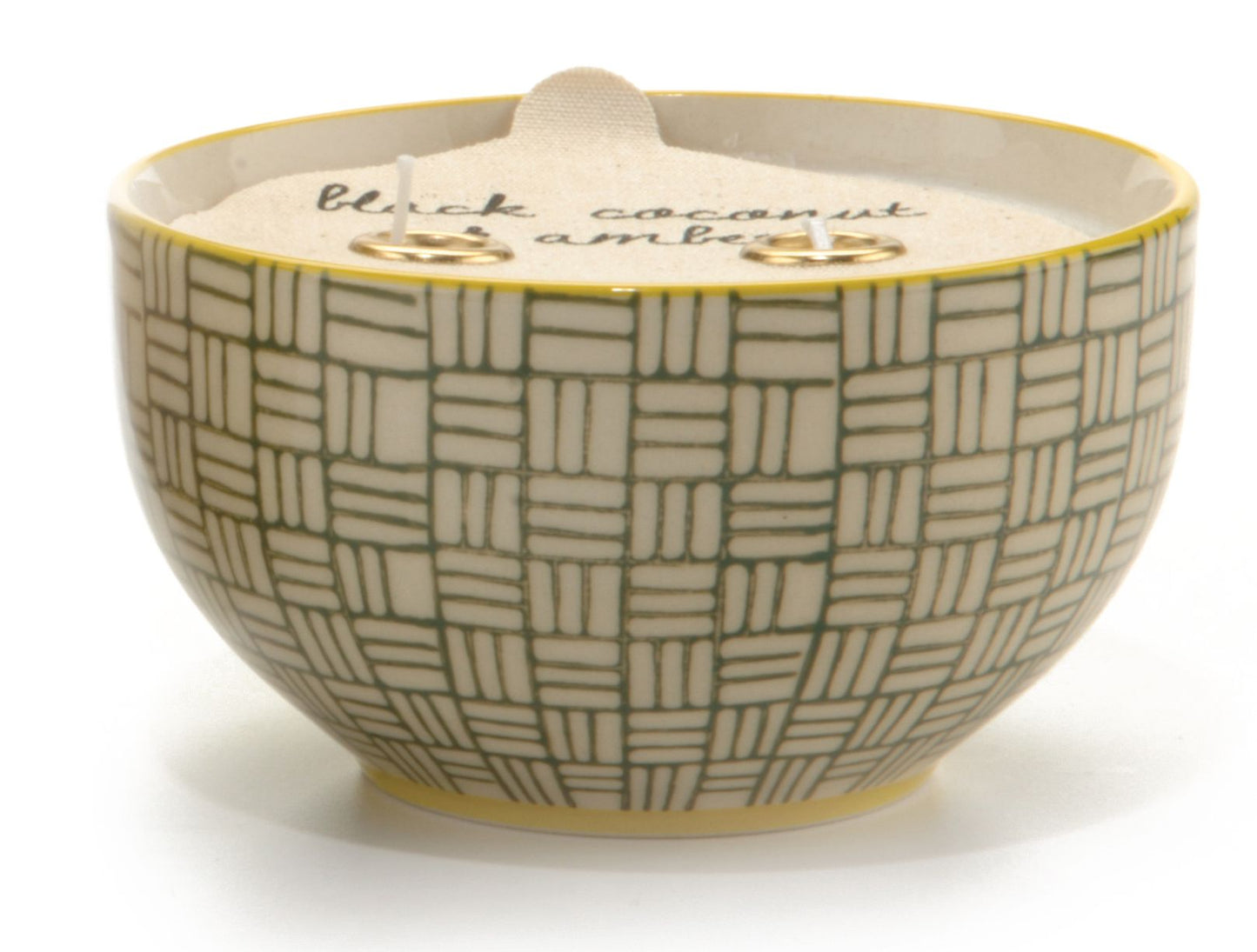 Boheme Black Coconut & Amber Hand Painted Ceramic Candle Bowl 7 oz.