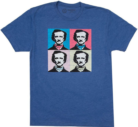 Edgar Allan Poe Pop Blue Unisex Tee Shirt (M)