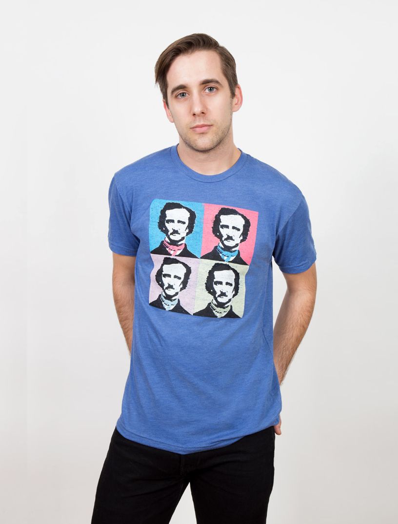 Edgar Allan Poe Pop Blue Unisex Tee Shirt (M)