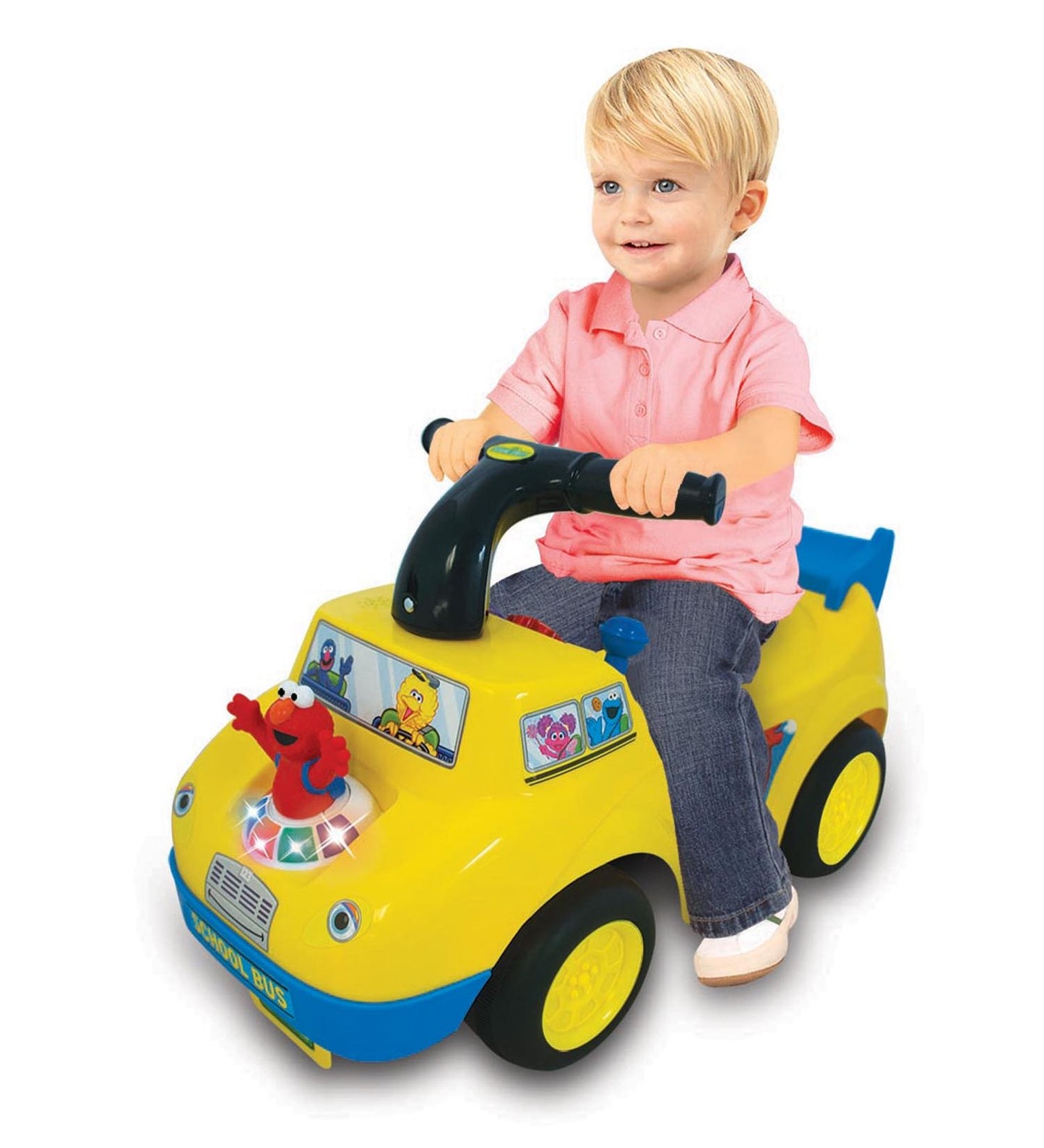 Kiddieland Sesame Street Elmo School Bus Light & Sound Activity Ride-On