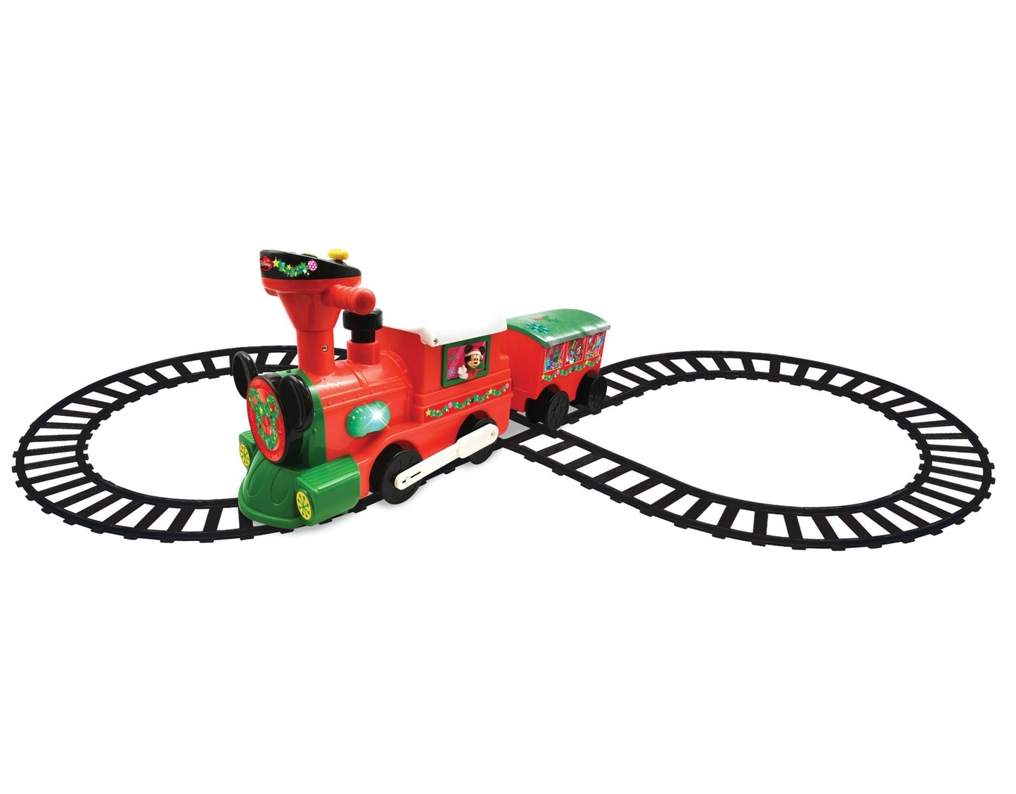 Kiddieland Disney Mickey & Minnie Mouse 2-in-1 Battery-Powered Christmas Train with Caboose