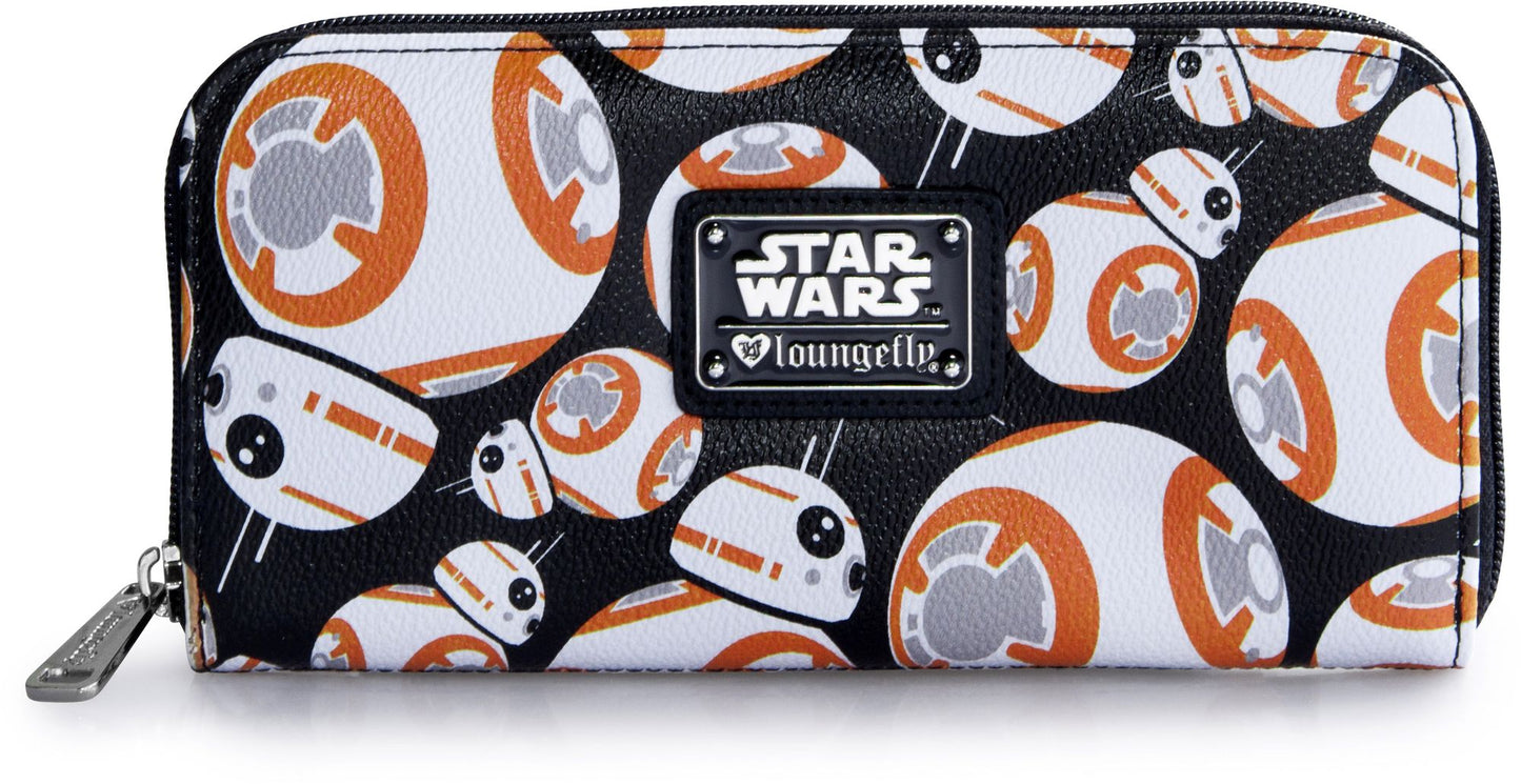 BB-8 AOP ON BLK ZIP AROUND WALLET