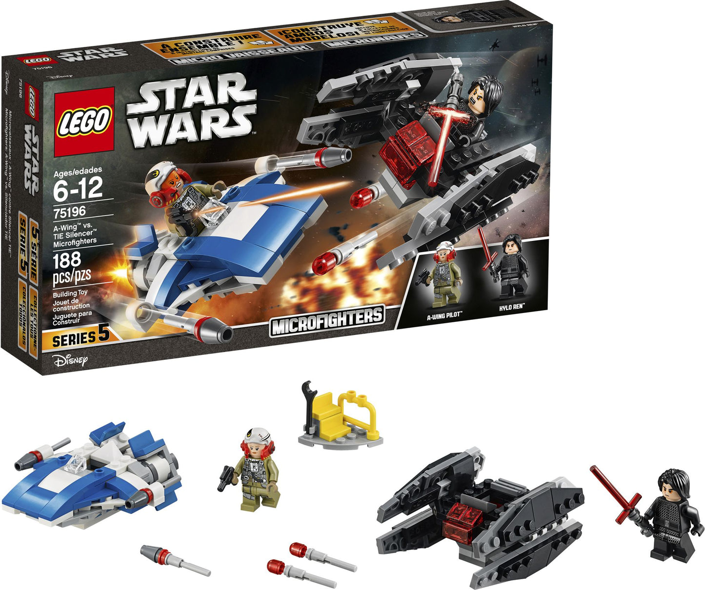 LEGO® Star Wars A-Wing vs. TIE Silencer Microfighters 75196
